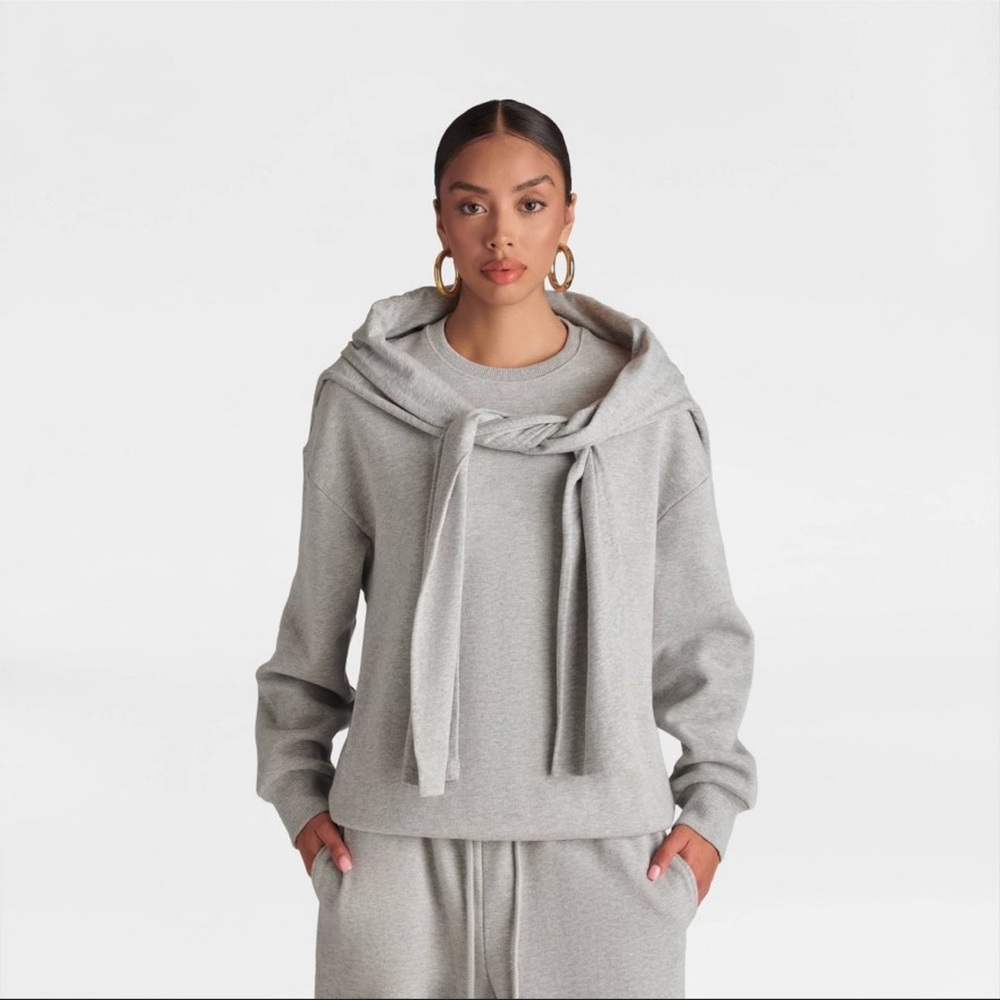 KBB by KAHLANA Women's LS “The Double Layer Crewneck Sweatshirt' Gray S & L